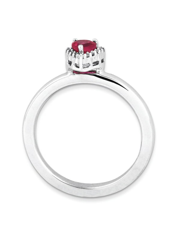 Lex & Lu Sterling Silver Stackable Expressions Cr Ruby & Cr Sapphire Butterfly Ring LAL12139 Lex & Lu Sterling Silver Stackable Expressions Cr Ruby & Cr Sapphire Butterfly Ring LAL12139